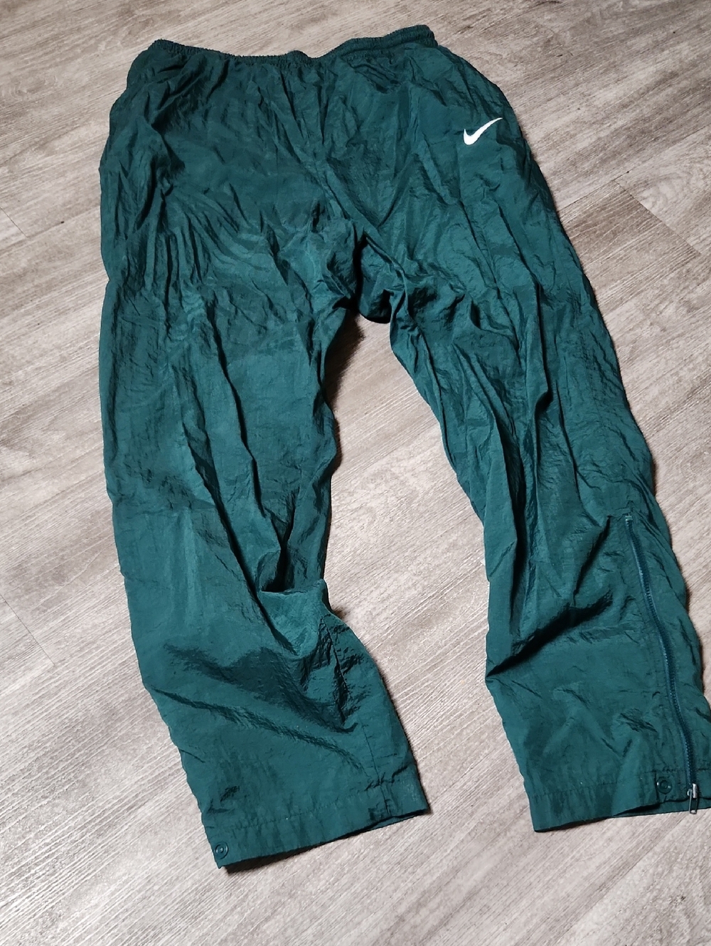 Vintage Nike Forest Green Track Pants with White Swoosh Lined